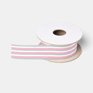 Roze, zilver en witte strepen satijnen lint