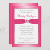 Roze, Zilver, en Witte Uitnodiging van de 65e verj (Voorkant / Achterkant)