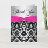 Roze, Zilver en Zwart Damaskus Dank u kaart (Voorkant)
