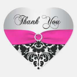 Roze, Zilver, en Zwarte Damask Dank u Sticker