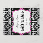 Roze, zilver en zwarte, Damastafel-nummerkaarten Briefkaart (Voorkant)