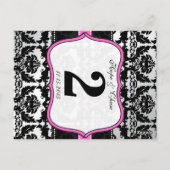 Roze, zilver en zwarte, Damastafel-nummerkaarten Briefkaart (Achterkant)