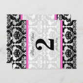 Roze, zilver en zwarte, Damastafel-nummerkaarten Briefkaart (Voorkant / Achterkant)
