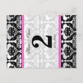 Roze, zilver en zwarte, Damastafel-nummerkaarten Briefkaart (Voorkant)