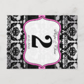 Roze, zilver en zwarte, Damastafel-nummerkaarten Briefkaart (Achterkant)