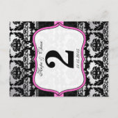 Roze, zilver en zwarte, Damastafel-nummerkaarten Briefkaart (Voorkant)