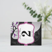 Roze zilver en zwarte roodroze tabelkaart briefkaart (Staand voorkant)