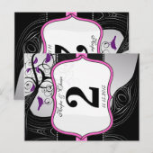 Roze zilver en zwarte roodroze tabelkaart briefkaart (Voorkant / Achterkant)