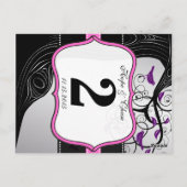 Roze zilver en zwarte roodroze tabelkaart briefkaart (Achterkant)