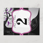 Roze zilver en zwarte roodroze tabelkaart briefkaart (Voorkant)