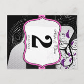 Roze zilver en zwarte roodroze tabelkaart briefkaart (Achterkant)