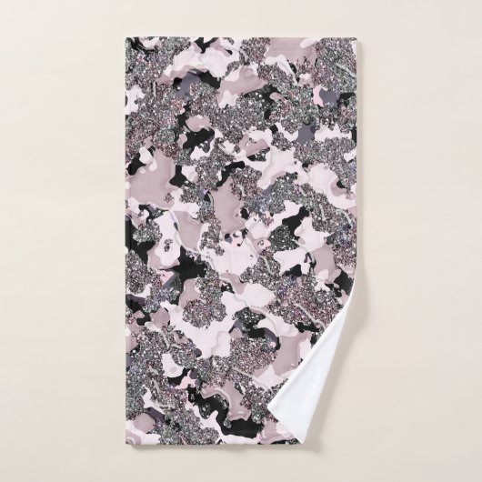 Roze zilver en zwarte schoonheidsspill Glam Gloss Bad Handdoek (Handdoek)