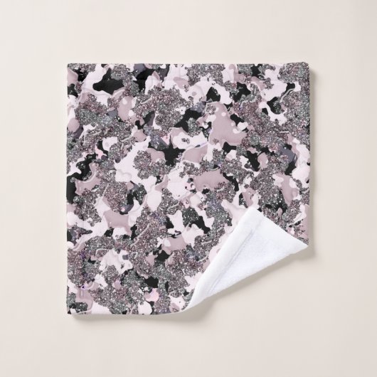 Roze zilver en zwarte schoonheidsspill Glam Gloss Bad Handdoek (Wasdoekje)