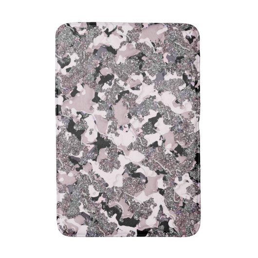 Roze zilver en zwarte schoonheidsspill Glam Gloss  Badmat (Voorkant Verticaal)