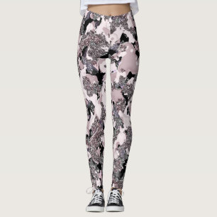 Roze zilver en zwarte schoonheidsspill Glam Gloss Leggings