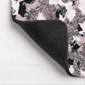 Roze zilver en zwarte schoonheidsspill Glam Gloss  Muismat (Hoek)