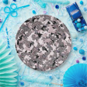 Roze zilver en zwarte schoonheidsspill Glam Gloss Papieren Bordje (Feest)