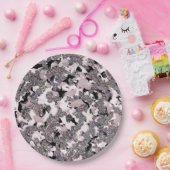 Roze zilver en zwarte schoonheidsspill Glam Gloss Papieren Bordje (Feest)