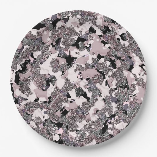 Roze zilver en zwarte schoonheidsspill Glam Gloss Papieren Bordje (Voorkant)