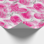 Roze Zilver Glam Abstracte Cirkels Kerstmis Cadeaupapier (Hoek)