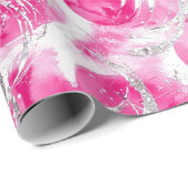 Roze Zilver Glam Abstracte Cirkels Kerstmis Cadeaupapier (Rol Hoek)