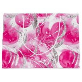 Roze Zilver Glam Abstracte Cirkels Verjaardag Groot Cadeauzakje (Voorkant)