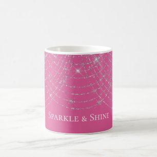Roze Zilver Glinsterende Glitter Strengen Koffiemok