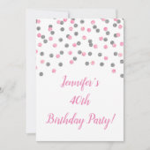Roze zilver Glitter Confetti 40 en Fabulous Kaart (Voorkant)