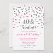 Roze zilver Glitter Confetti 40 en Fabulous Kaart (Achterkant)