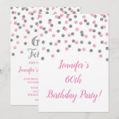 Roze zilver Glitter Confetti 60 en Fabulous Kaart (Voorkant / Achterkant)