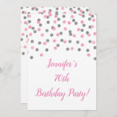 Roze zilver Glitter Confetti 70 en Fabulous Kaart (Voorkant / Achterkant)