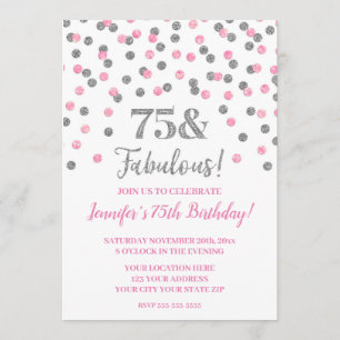 Roze zilver Glitter Confetti 75 en Fabulous Kaart