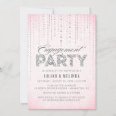 Roze & Zilver Glitter Engagement Party Kaart (Voorkant)