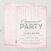 Roze & Zilver Glitter Engagement Party Kaart (Voorkant / Achterkant)