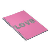 Roze Zilver Glitter Liefde Notitieboek (Rechterzijde)