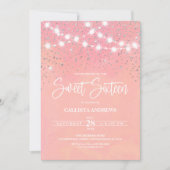 Roze zilver glitter Sparkles Sweet 16 Kaart (Voorkant)