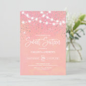 Roze zilver glitter Sparkles Sweet 16 Kaart (Staand voorkant)