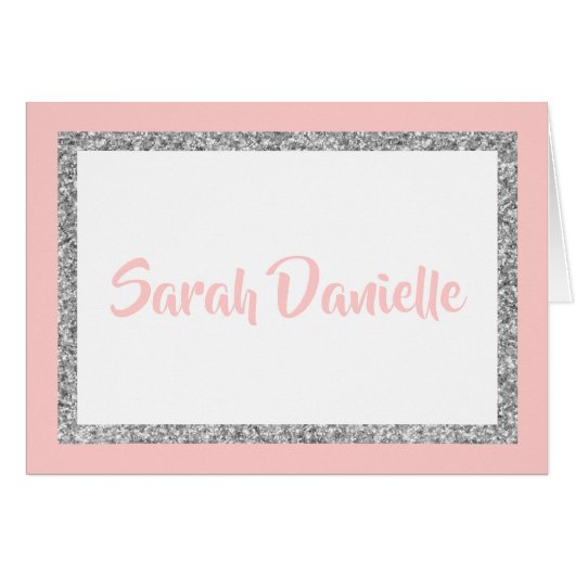 Roze & zilver Glitter - Speciaal bedankt voor uw k (Voorkant Horizontaal)