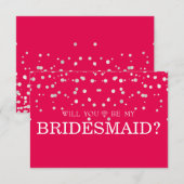 Roze zilver glitter zal je mijn Bridesmaid zijn Kaart (Voorkant / Achterkant)