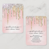 *~* Roze zilver + Gold Drip Drip GLITTER AP7 Visitekaartje (Voorkant / Achterkant)