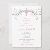 Roze zilver Gray Cross Confirmation Kaart (Voorkant)