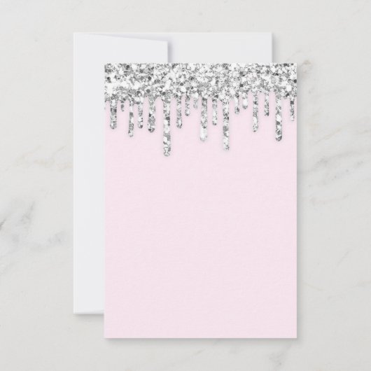 Roze zilver grijs glitter-effect druppels bridal kaart (Achterkant)