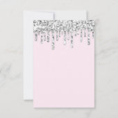 Roze Zilver Grijs Glitter Effect Druppels Bruids- Kaart (Achterkant)