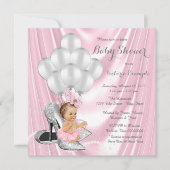Roze Zilver Grijs Parel Hoge Hak Baby shower Kaart (Voorkant)