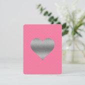 Roze & Zilver Hart Stip Bruiloft Feest Kaart (Staand voorkant)