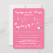 Roze & Zilver Hart Stip Bruiloft Feest Kaart (Achterkant)