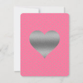 Roze & Zilver Hart Stip Bruiloft Feest Kaart (Voorkant)