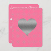 Roze & Zilver Hart Stippen Bruiloftsfeest Kaart (Voorkant / Achterkant)