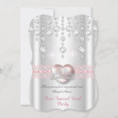  roze zilver Heart Diamond Tiara Elke partij Kaart (Voorkant)