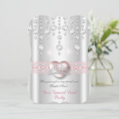  roze zilver Heart Diamond Tiara Elke partij Kaart (Staand voorkant)
